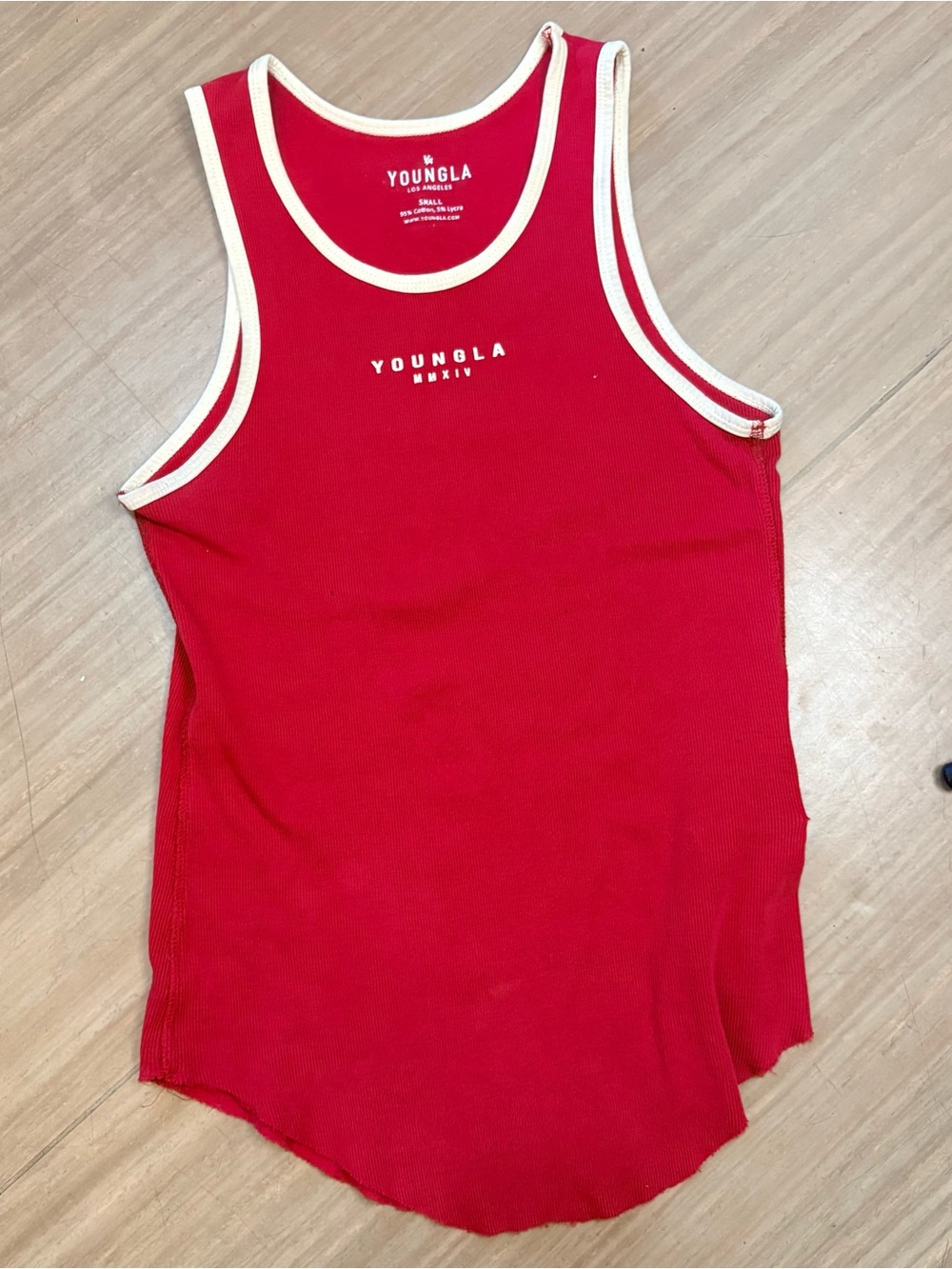 YoungLA Red Tank Top with Cream Trim